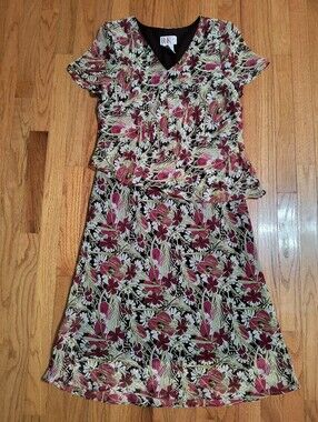 Vintage R&K Originals midi dress, women's size 12, floral